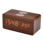Wooden LED Clock with Wireless Charging (P-705)