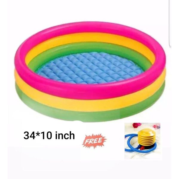 Baby Bath Tub, Baby Swimming Pool with Pumper (34 X10inch) - Multicolor (P-1916)